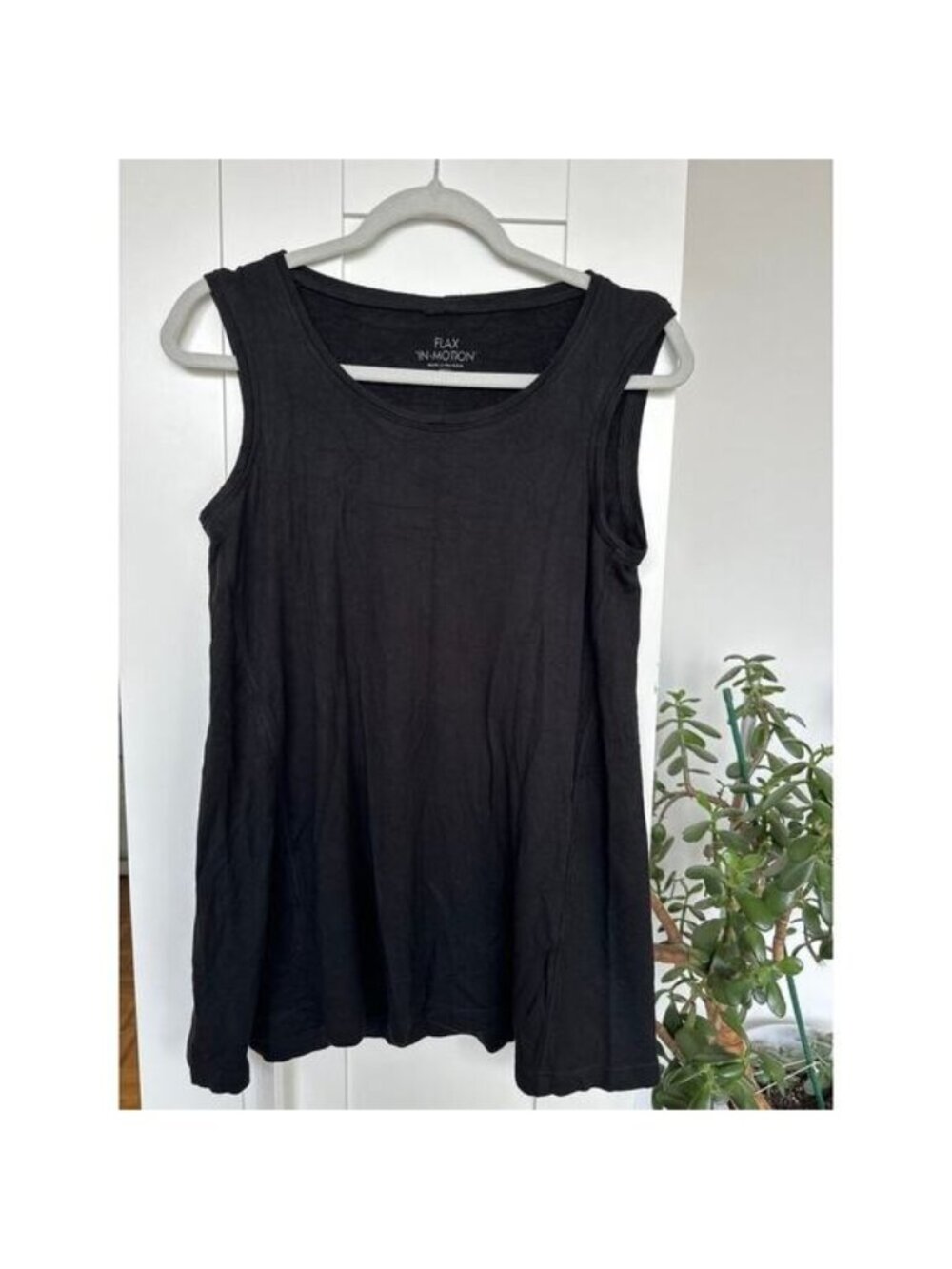 FLAX 'In Motion' Women's Black Sleeveless Top Tunic, Size Small, EUC